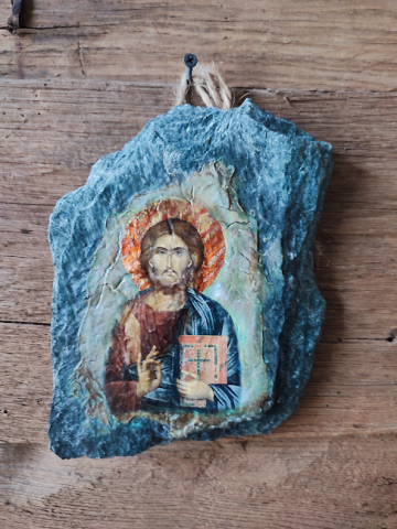 Icoană pictată pe piatră – Iisus Hristos [4]
