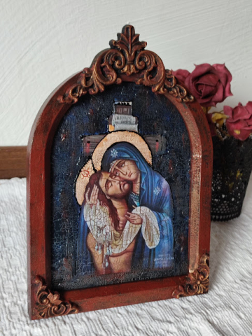 Icoană de masă Pietà – icoană religioasă unicat, finisaje premium [6]