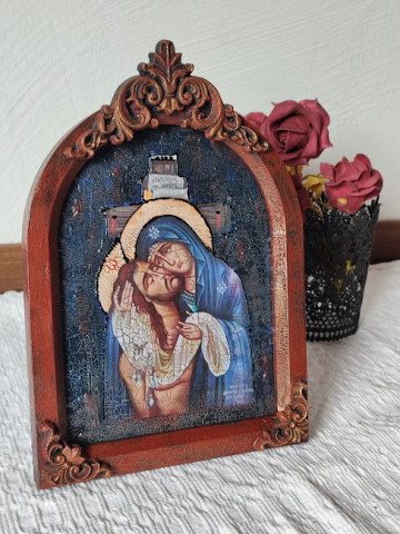 Icoană de masă Pietà – icoană religioasă unicat, finisaje premium [5]