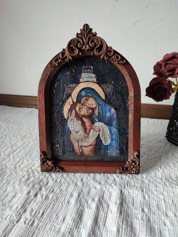 Icoană de masă Pietà – icoană religioasă unicat, finisaje premium [4]