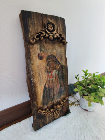 Icoană pe blat de lemn -Maica Domnului cu Pruncul [1]