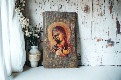 Icoana pe blat din lemn masiv [0]