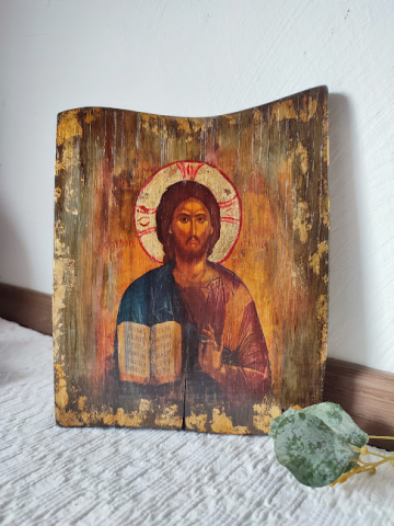 Icoană rustică pe lemn, reprezentând scena Răstignirii [2]