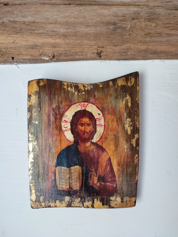 Icoană rustică pe lemn, reprezentând scena Răstignirii [4]