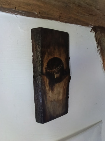 Icoană handmade pe lemn cu scoarță – Chipul Mântuitorului [1]