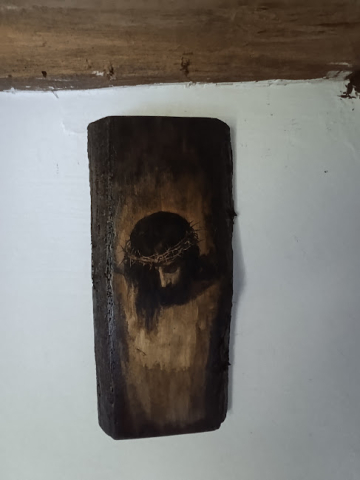 Icoană handmade pe lemn cu scoarță – Chipul Mântuitorului [2]