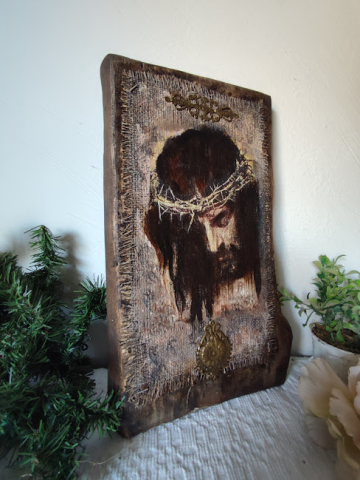 Icoană pe lemn masiv cu chipul lui Iisus [2]