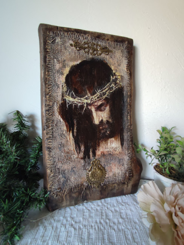 Icoană pe lemn masiv cu chipul lui Iisus [4]