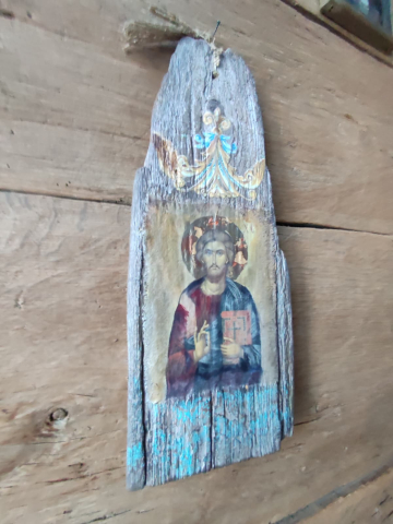 Icoană pictată pe lemn recuperat – Iisus Hristos [7]