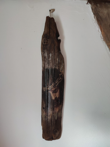 Icoană Rustică pe Lemn Reciclat – Artă cu Suflet [1]