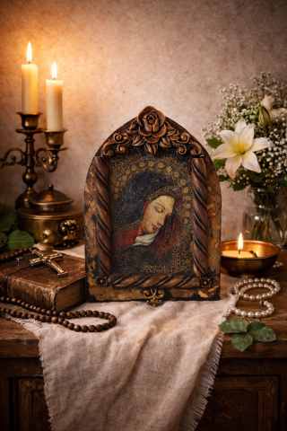 Icoane și Decor Rustic – Unicate din Lemn și Piatră - Icoană decorativă lucrată manual