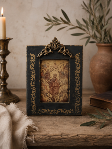 Icoane și Decor Rustic – Unicate din Lemn și Piatră - Icoană antichizată pe lemn – unicat-pomul vietii