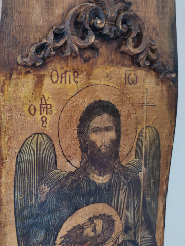 Icoană lucrată manual pe lemn de stejar – aspect vechi [3]