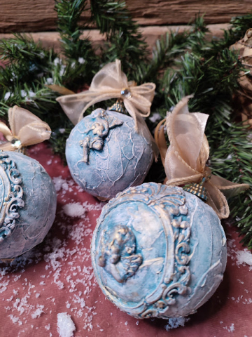 Glob decorativ mare cu înger – ornament vintage pentru Crăciun [6]