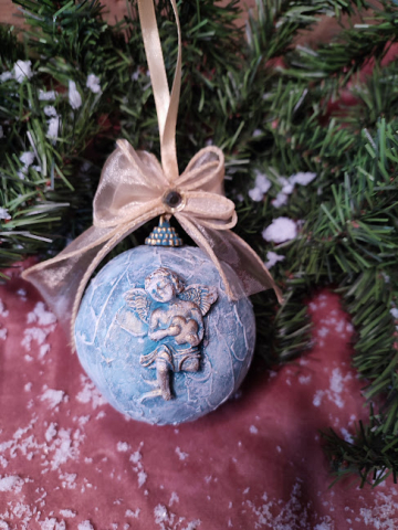 Glob decorativ mare cu înger – ornament vintage pentru Crăciun [7]