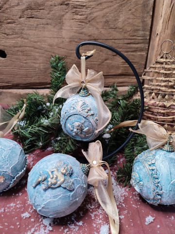 Glob decorativ mare cu înger – ornament vintage pentru Crăciun [2]