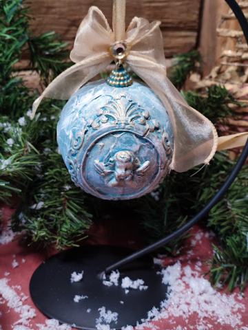 Glob decorativ mare cu înger – ornament vintage pentru Crăciun [5]