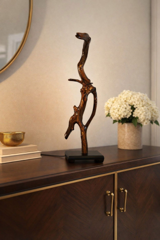 Corpuri de Iluminat și Lămpi Handmade – Lumină cu Stil și Poveste - Lampă sculpturală din lemn vechi