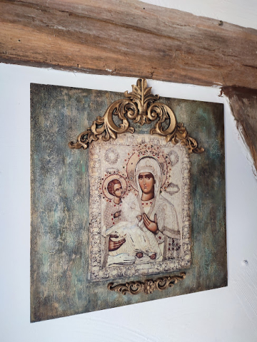 Icoană de perete handmade – model unicat cu relief și aurire [2]