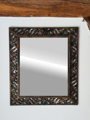 Oglinzi si rame decorative - Oglindă de perete cu ramă decorativă patinată – Piesă unicat