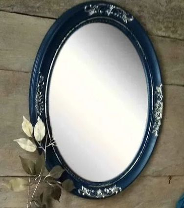 Oglinda ovala de perete-bleumarin cu foita aur [0]