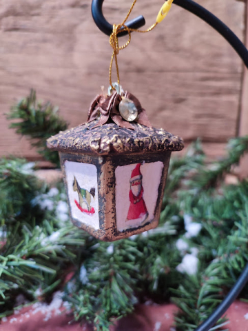 Ornament Crăciun handmade – felinar vintage cu picturi festive și detalii elegante [2]
