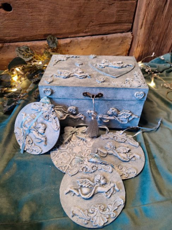 Set caseta si 4 decoratiuni-Vintage Angels [2]