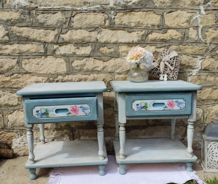 Mobila Reconditionata-Mobila Shabby Chic - Set doua noptiere