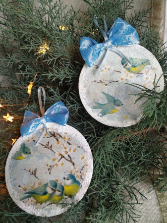 Craciun-globuri si decoratiuni hand made - Set globuri-Birds