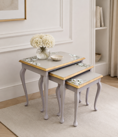 Mobila Reconditionata-Mobila Shabby Chic - Set măsuțe -Magnolia