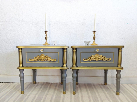 Mobila reconditionata-mic mobilier - Set noptiere -Antique