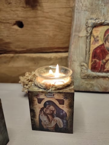 Icoane-decoratiuni cu tematica laica - Suport pt.Lumanare-Candela