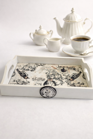 Tăvi pentru Servire Handmade – Eleganță și Funcționalitate în Detalii Unicat - Tavă de servire vintage, handmade, decor Rouen 1841