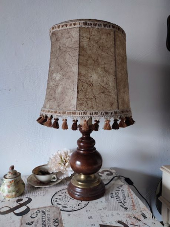 Veioza masiva , vintage , picior din lemn-vintage [4]