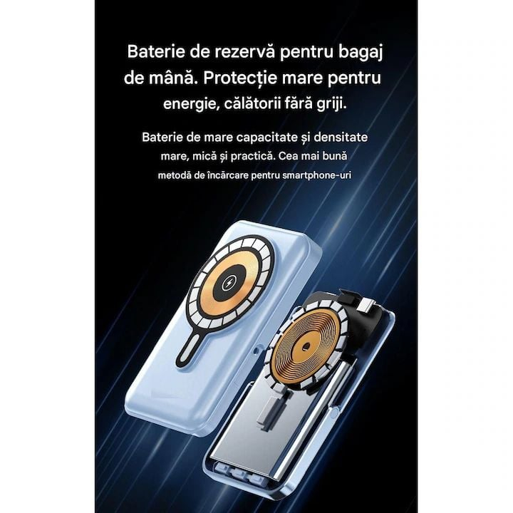 Baterie externa magnetica wireless Deji B275, 10000 mAh, Qi2 15W, Pd 20W, Negru [6]