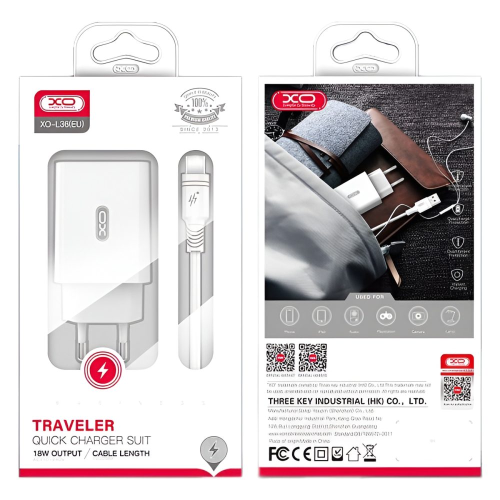 Incarcator Retea XO L36 cu Cablu Usb - Lightning 18W Alb [2]