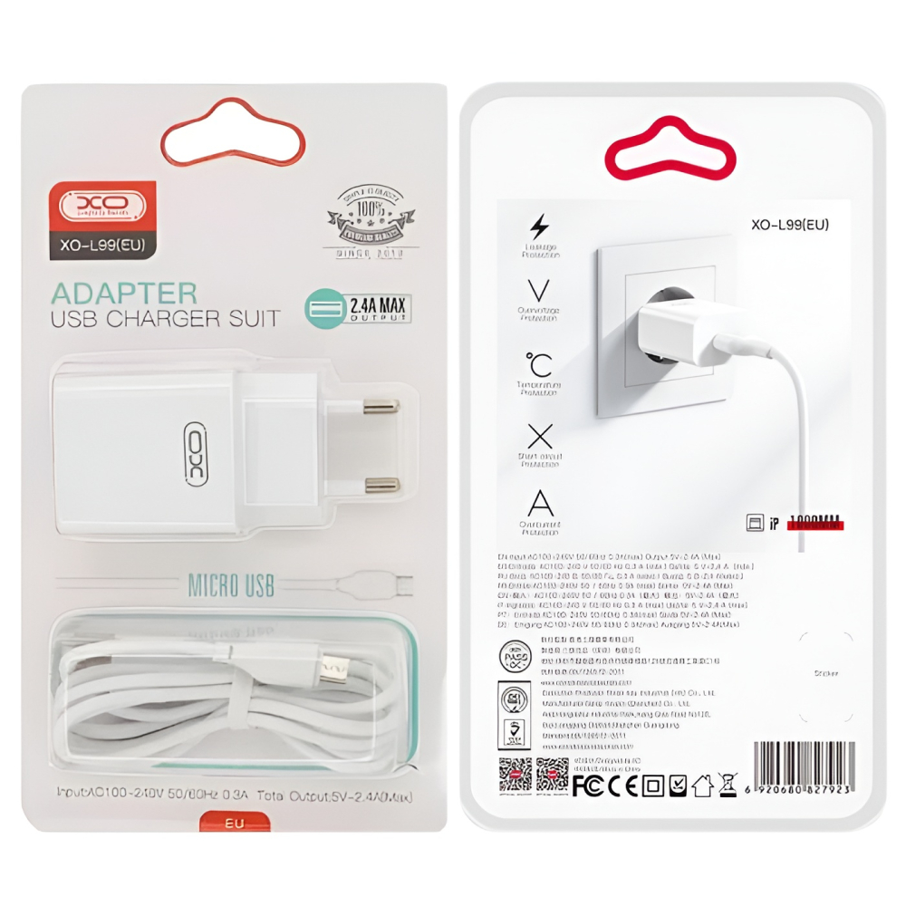 Incarcator Retea XO L99 cu Cablu Usb - Micro Usb (12W) [2]