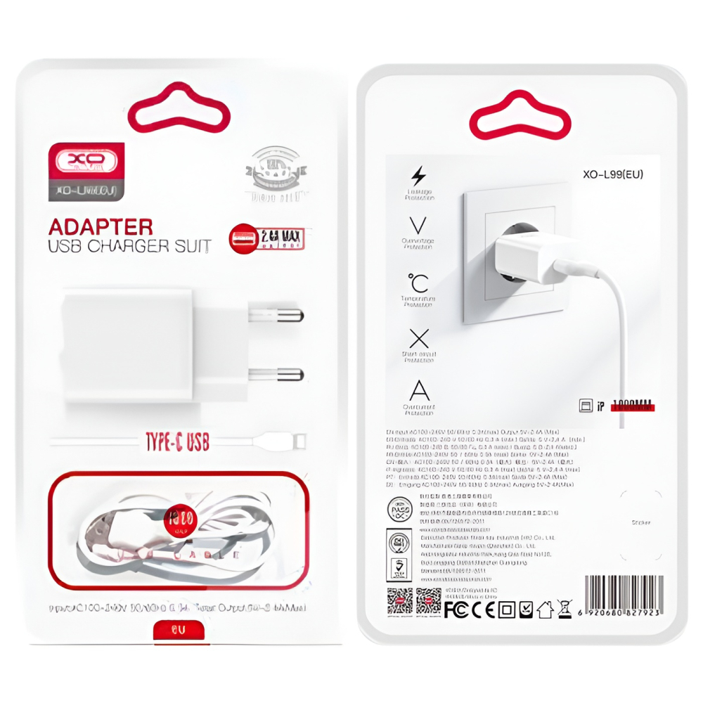 Incarcator Retea XO L99 cu Cablu Usb - Type-C (12W) [2]