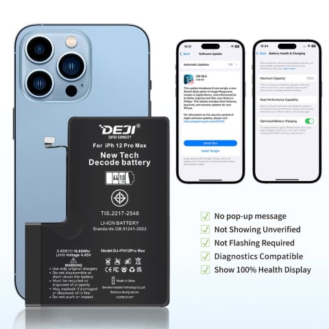 Seria 12 - baterie acumulator deji iphone 12 pro max capacitate mare marita high capacity diagnostic decode