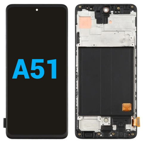 Samsung - Display Ecran Lcd pentru Samsung A51 (A515) Oled Negru cu Rama (Dimensiune originala)