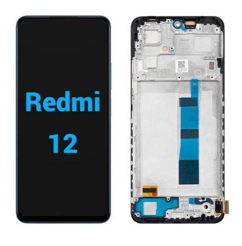 Xiaomi - Ecran display lcd xiaomi redmi negru cu rama  Xiaomi Redmi 12 4G  5G 23053RN02L  23053RN02A  23053RN02Y