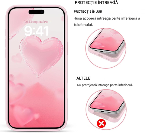 Husa de silicon soft pentru iphone 16 roz [4]