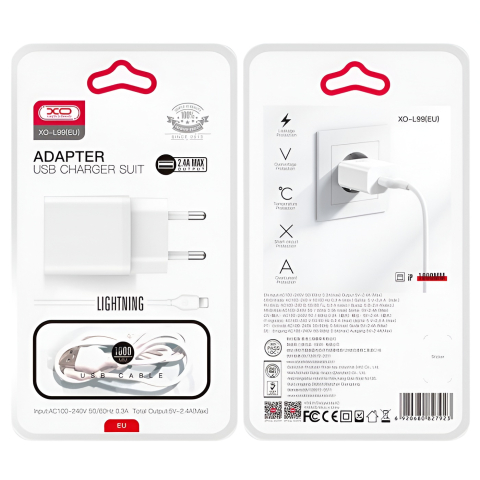 Incarcator Retea XO L99 cu Cablu Usb - Lightning (12W) [1]