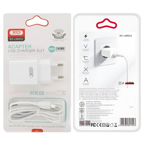 Incarcator Retea XO L99 cu Cablu Usb - Micro Usb (12W) [1]