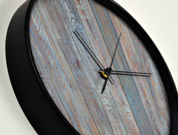 Ceas de perete, pentru living, birou sau showroom, Print digital scanduri de lemn verticale [3]