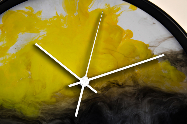 Ceas de perete, pentru living, birou sau showroom, Yellow and black smoke [2]