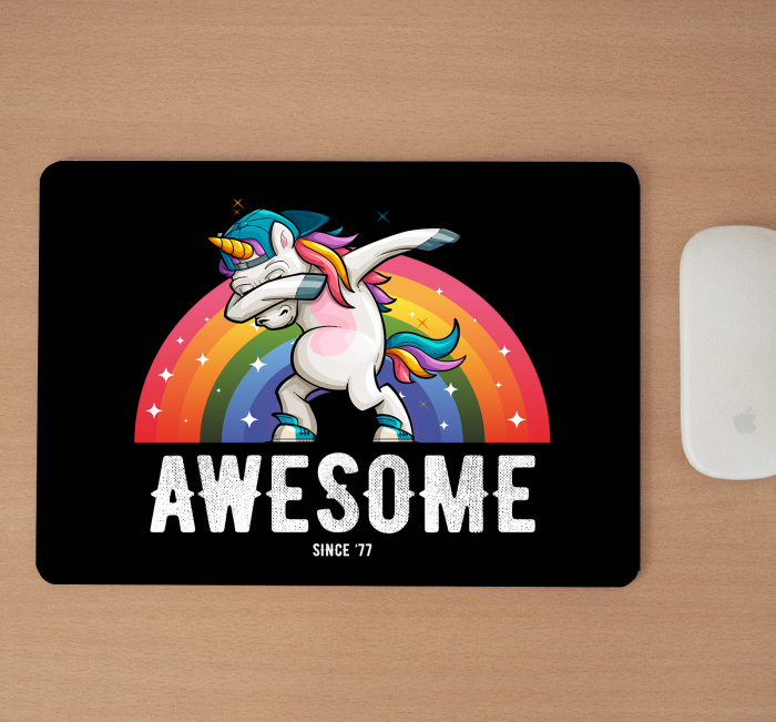 Mousepad cu mesaj aniversar, Unicorn Awesome Since [2]
