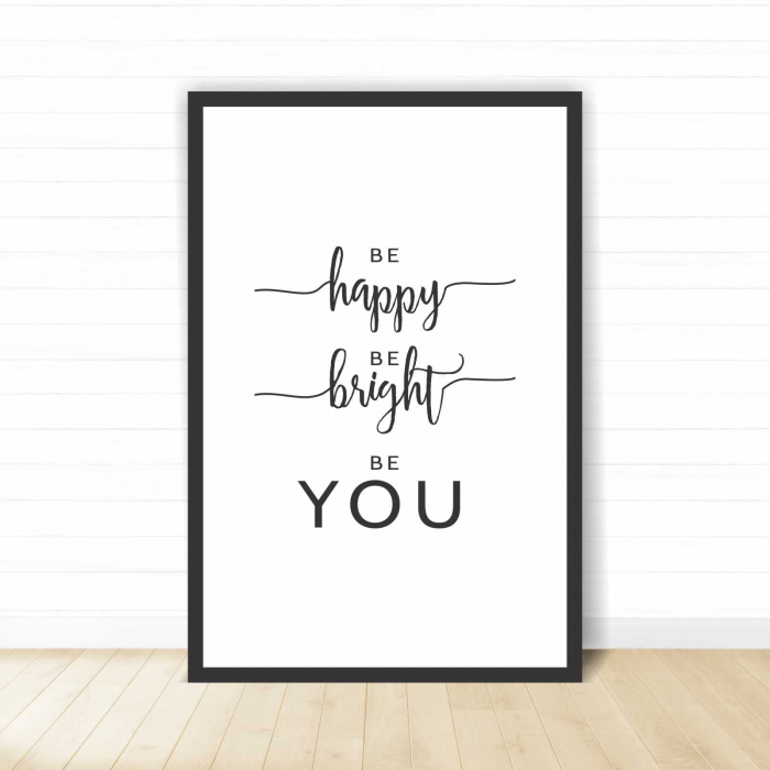Set 3 tablouri cu ramă, "Be happy, be bright" [3]