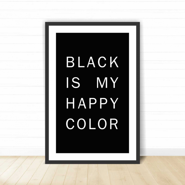 Set 3 tablouri cu ramă, "Black is my happy colour" [2]