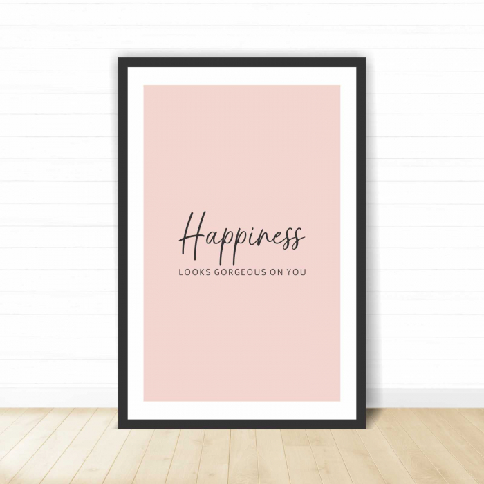 Set 3 tablouri cu ramă, "Happiness looks gorgeous" [2]